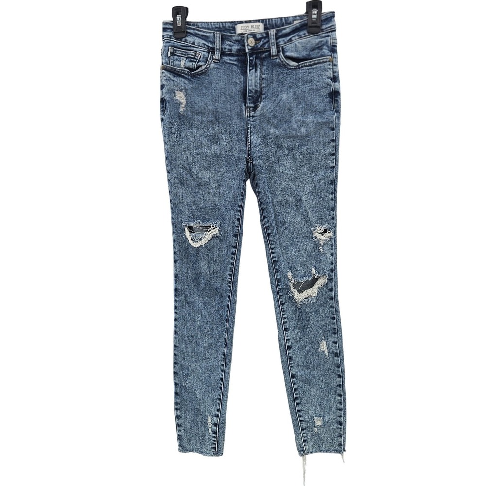 Judy Blue Jeans Womens 5 27 Blue Distressed Skinny Fit High‎ Rise Stretch Denim